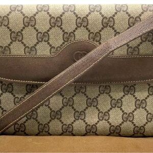Authentic GUCCI GG PVC Beige Brown Shoulder Bag